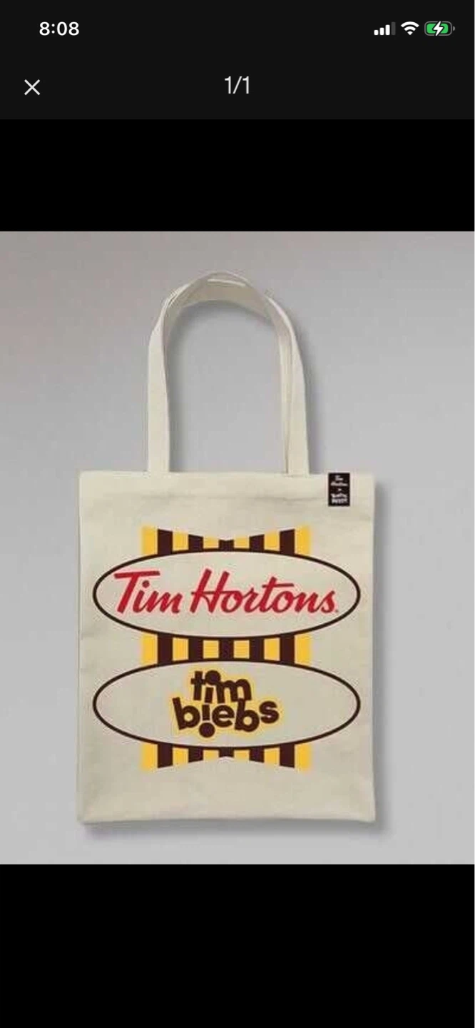 tim hortons tim biebs tote bag justin Bieber
