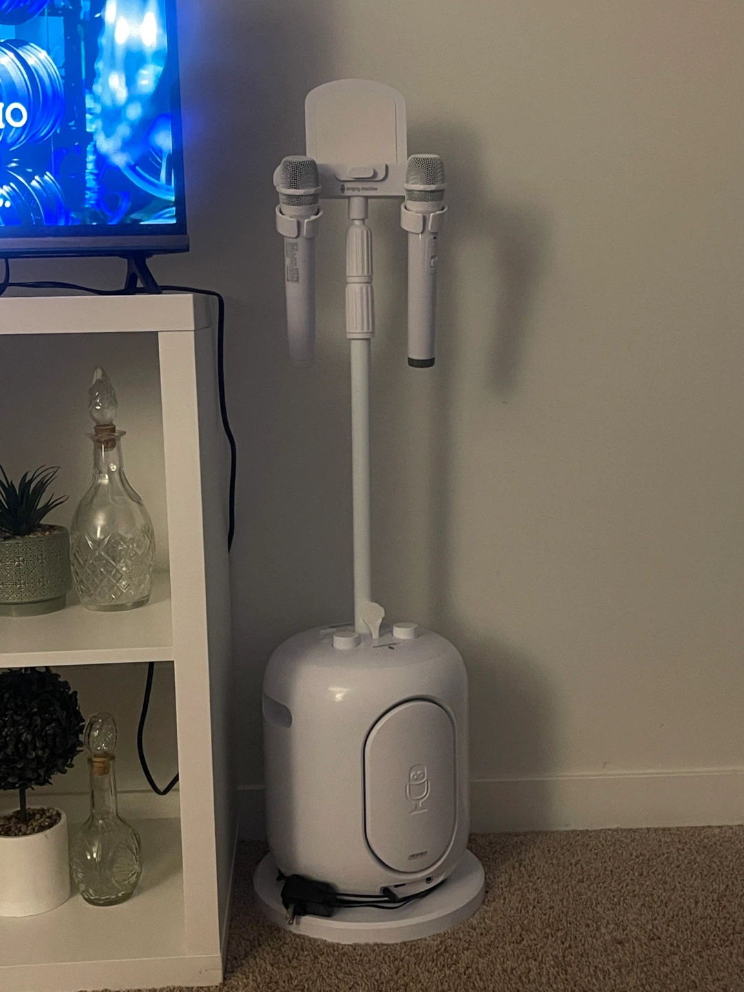 White Karaoke Machine with 2 Microphones