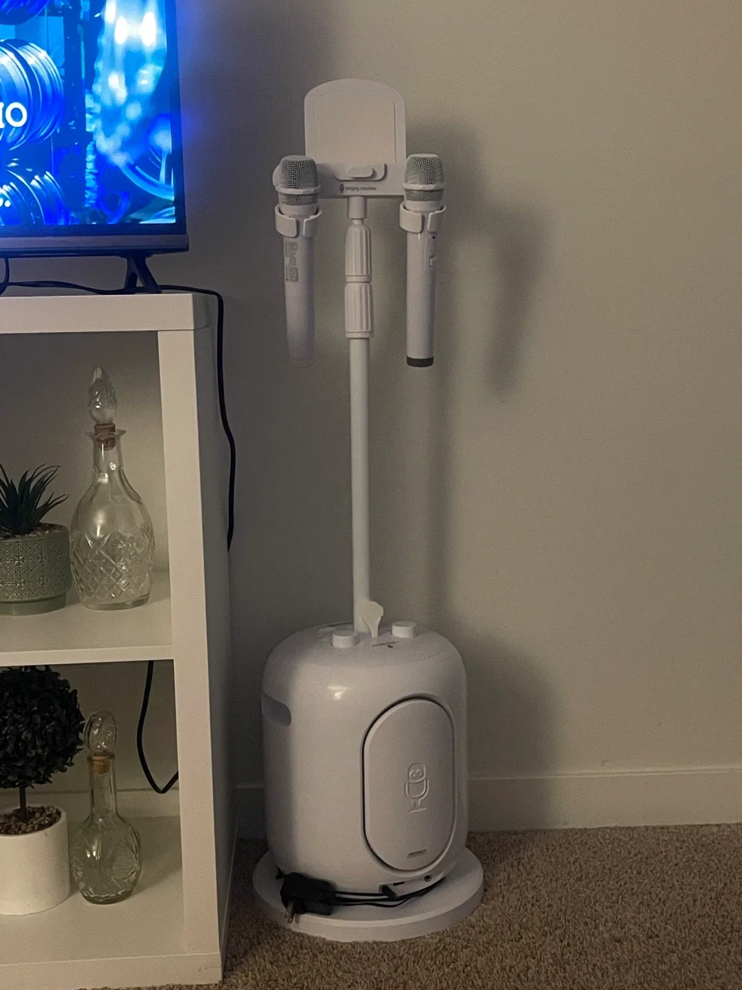 White Karaoke Machine with 2 Microphones