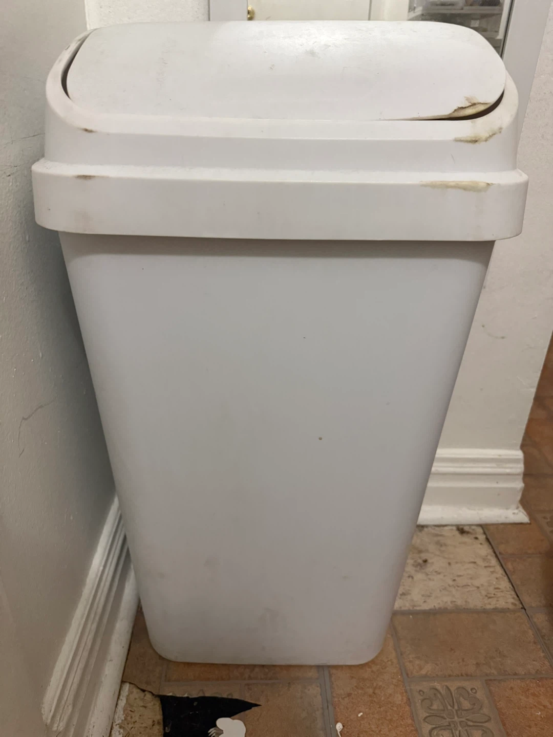 White Swing Top Trash Can