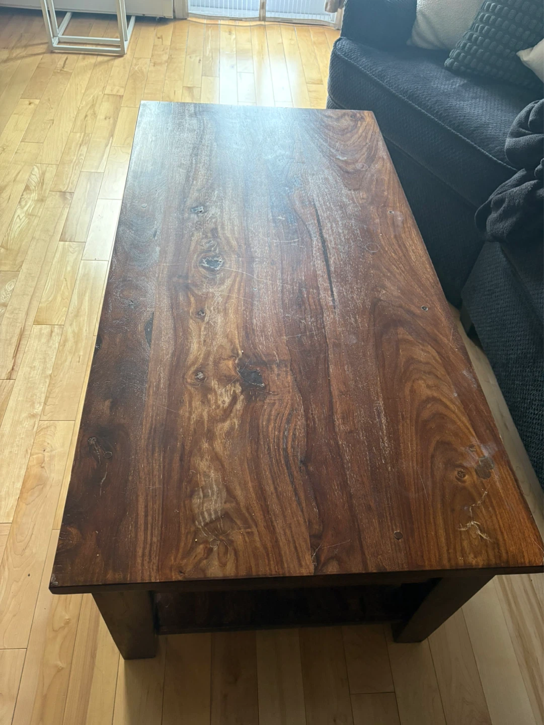 Solid Wood Coffee Table with Shelf - photo 2