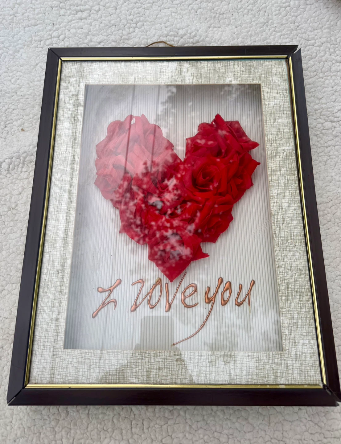 Framed Red Roses "I Love You" Heart Shadow Box