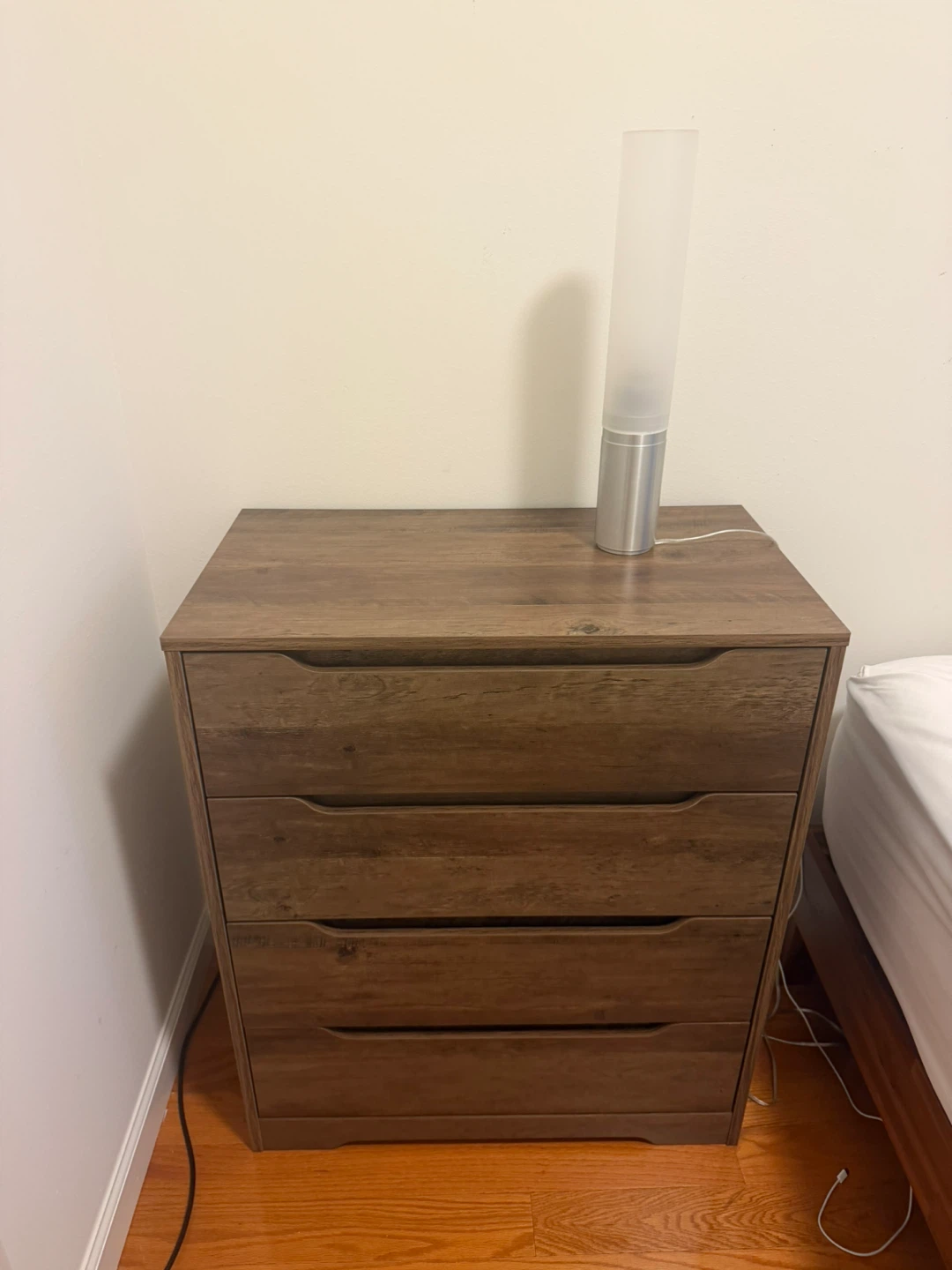 Wood Finish 4-Drawer Dresser Nightstand