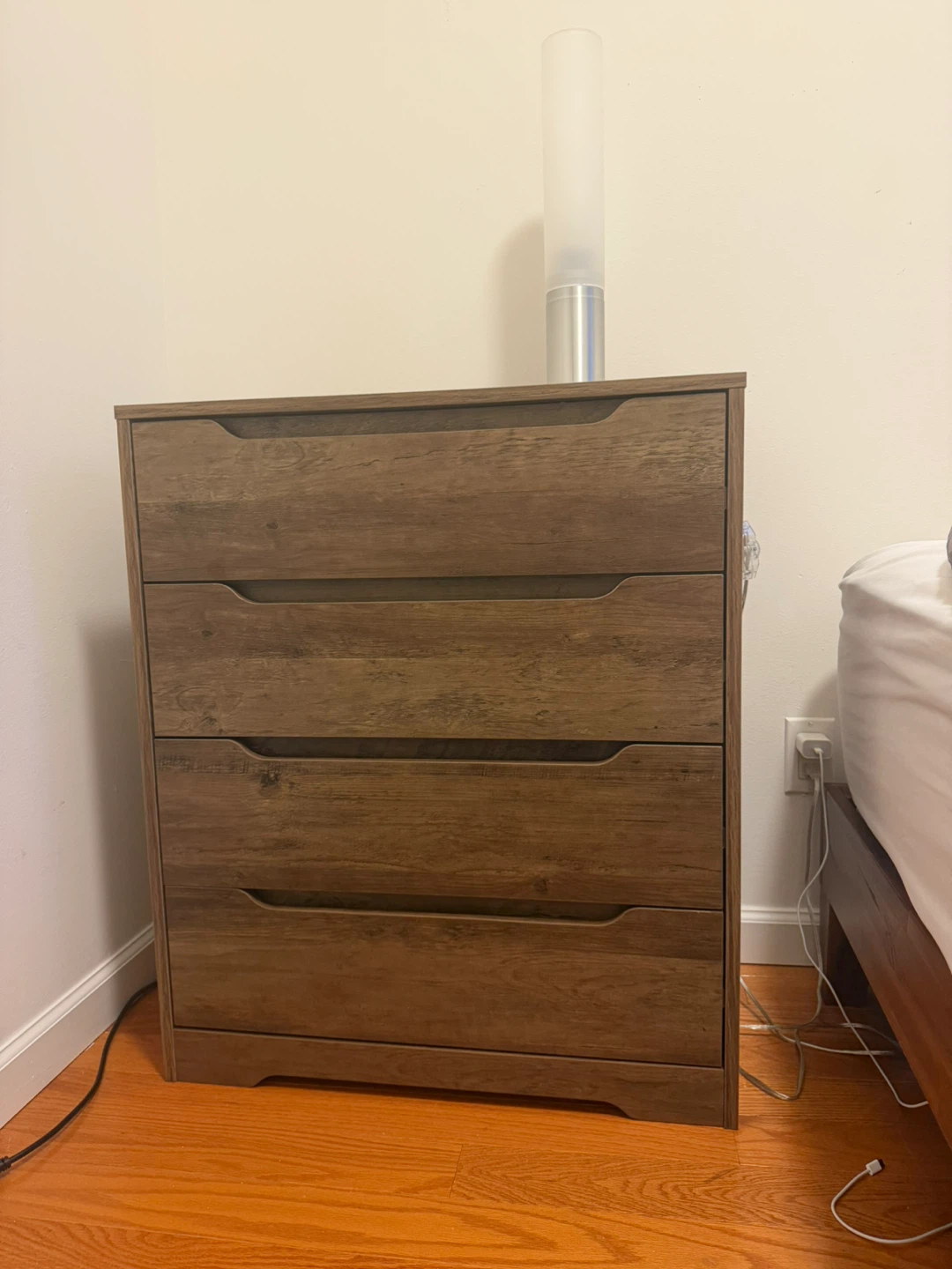 Wood Finish 4-Drawer Dresser Nightstand - photo 2