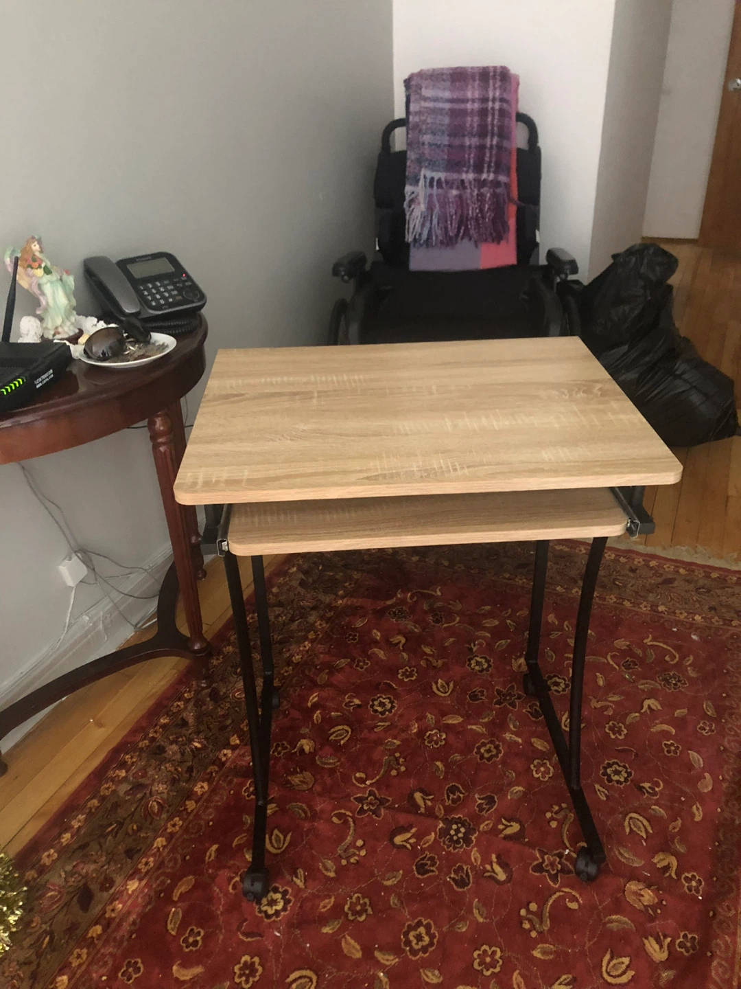 Light Wood Rolling Desk with Shelf - photo 2