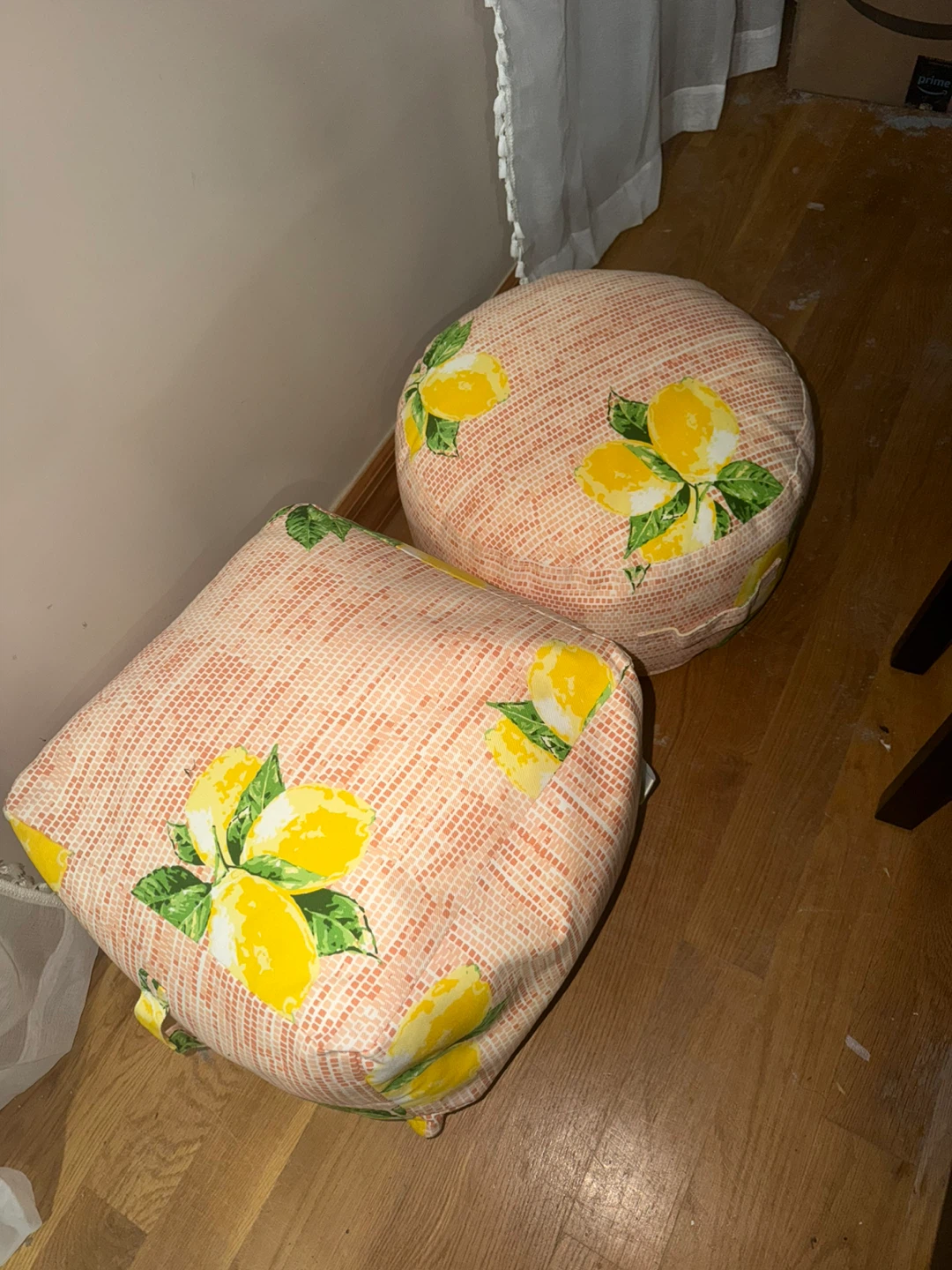 Lemon Print Square Ottoman/Pouf