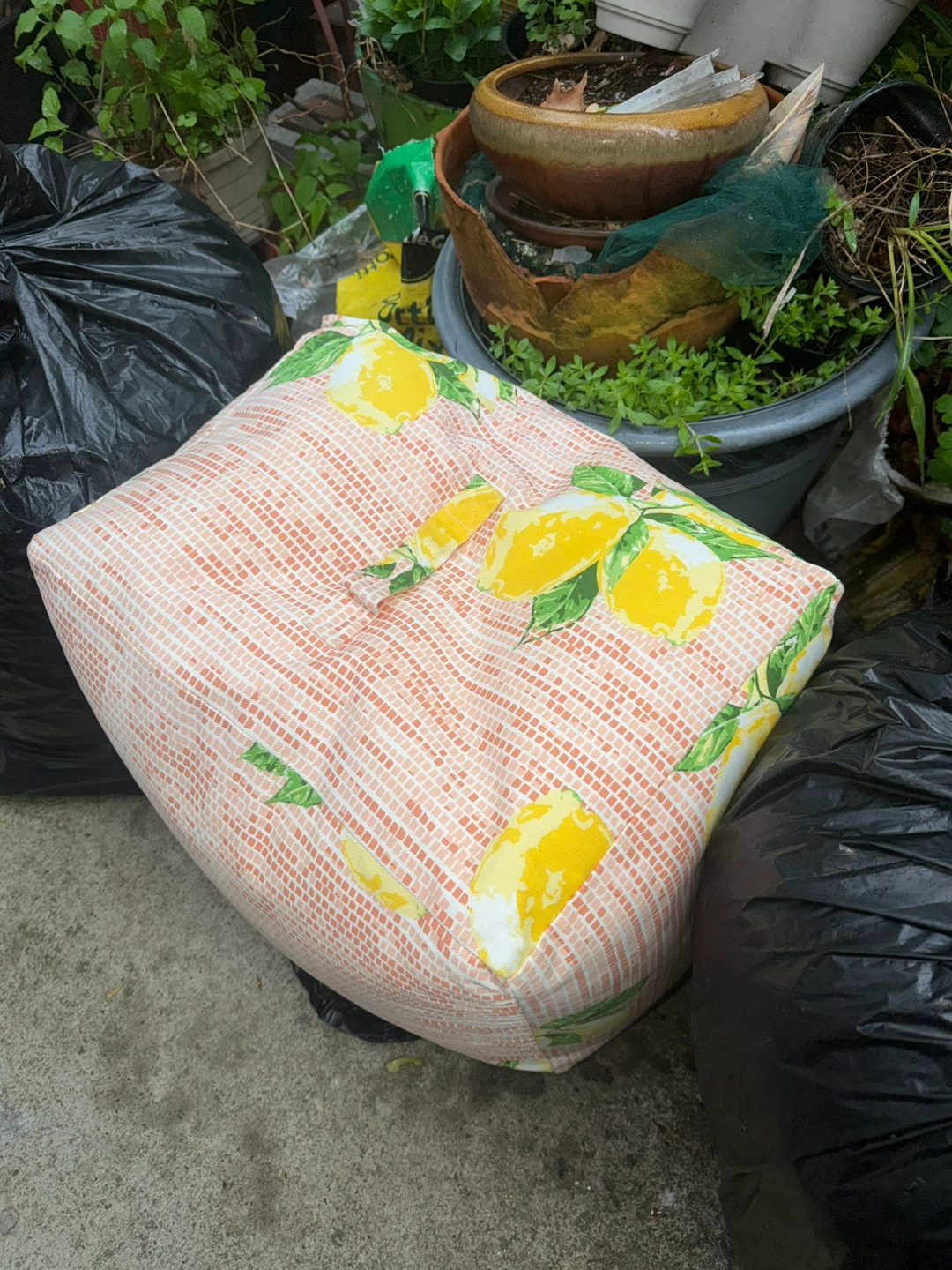 Lemon Print Square Ottoman/Pouf - photo 2