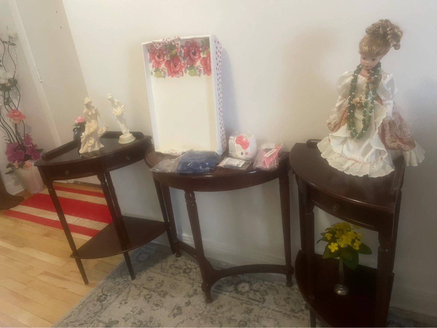 Set of 3 Dark Wood Console Tables - photo 2