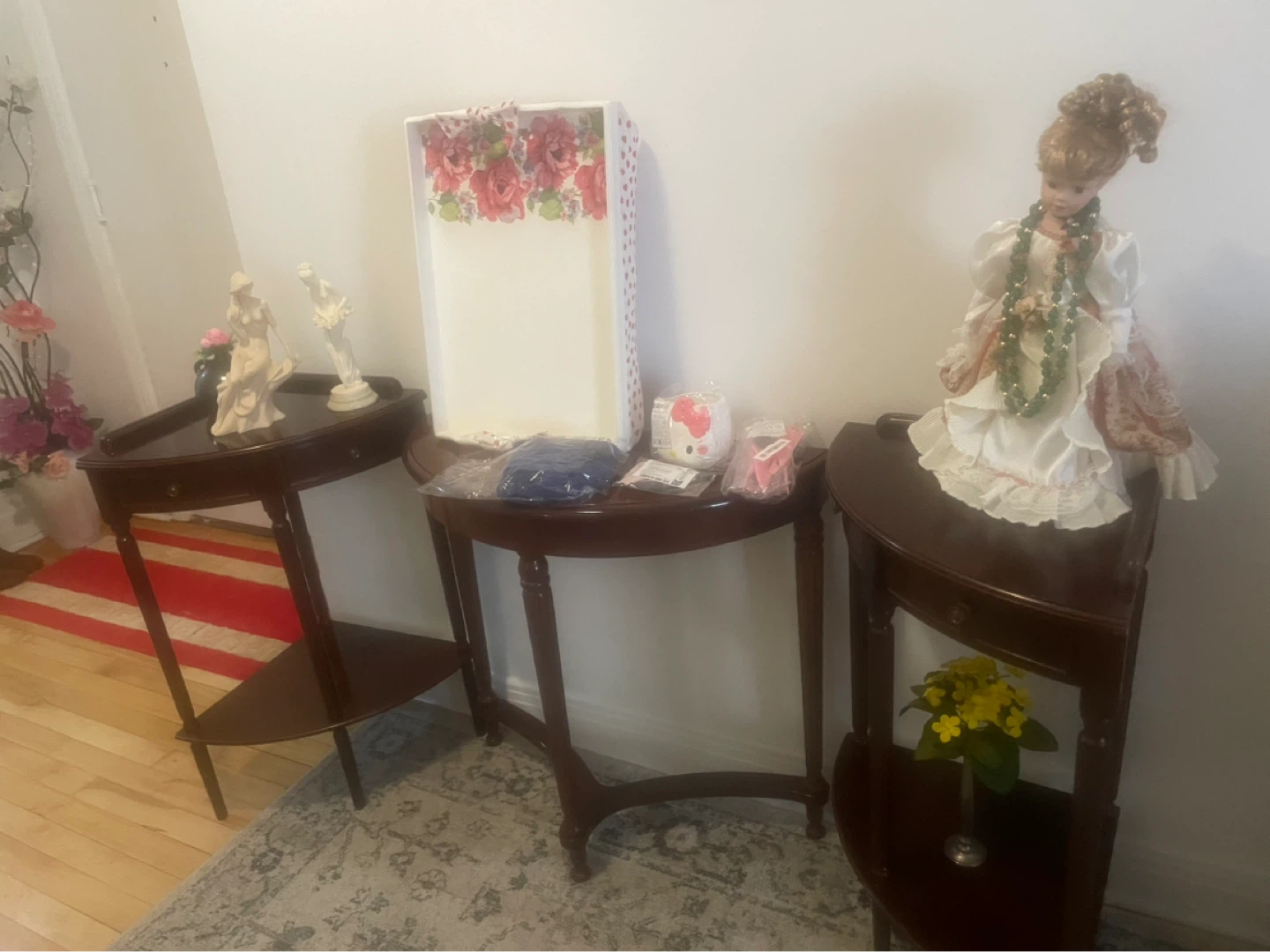Set of 3 Dark Wood Console Tables - photo 3