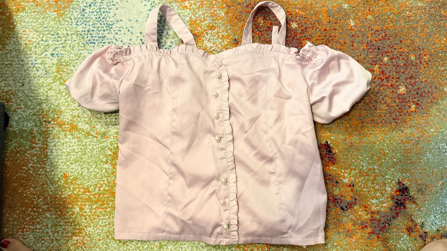 Light Pink Puff Sleeve Blouse Size S