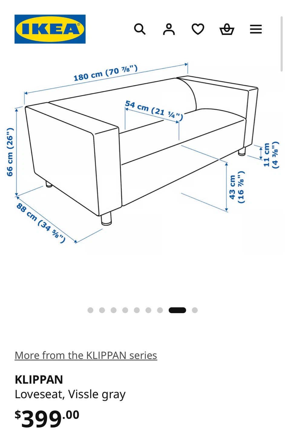 IKEA KLIPPAN Loveseat - photo 3