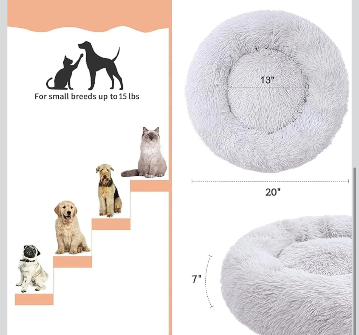 New Calming Pet Bed for Small Dogs & Cats - Grey - photo 3