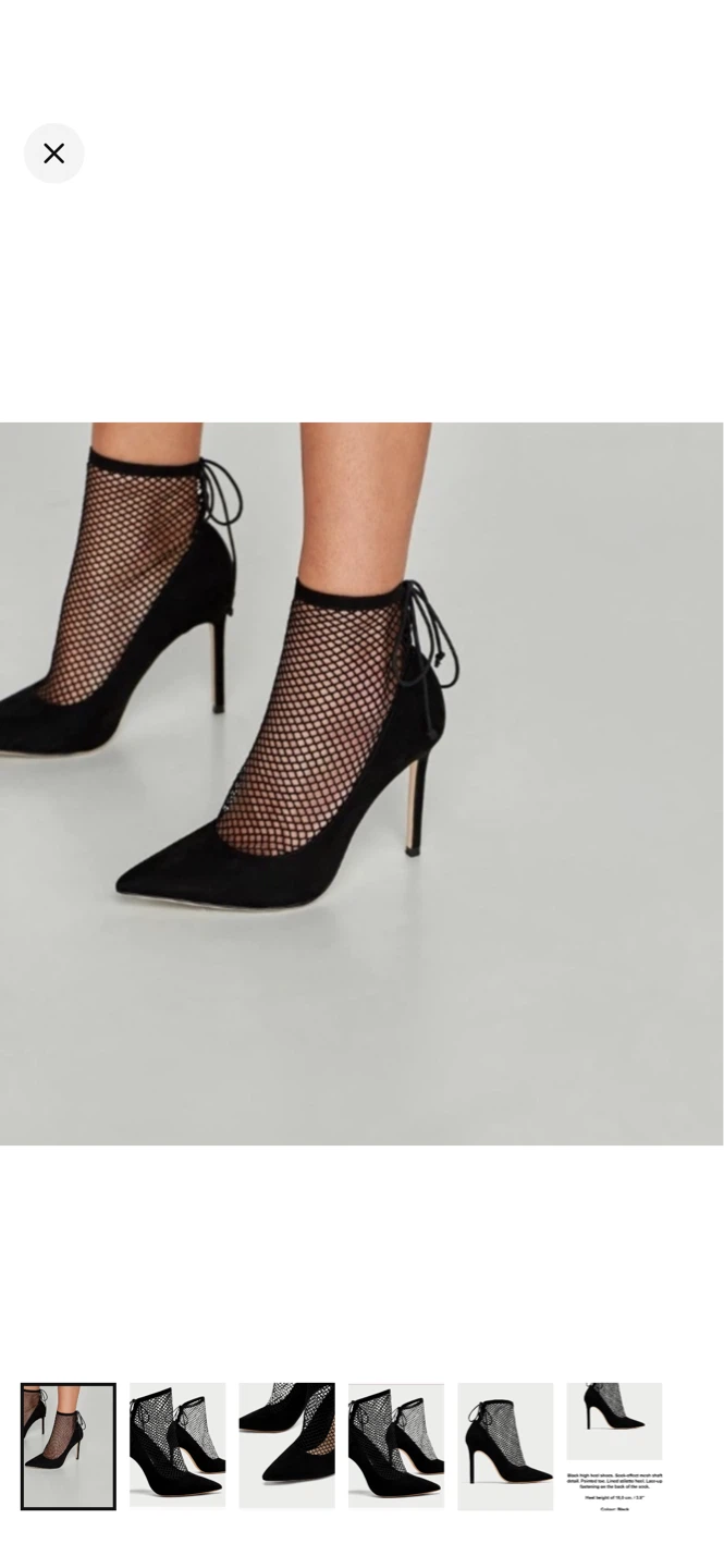 Zara Black Suede Mesh Pointed Toe Stiletto Heels