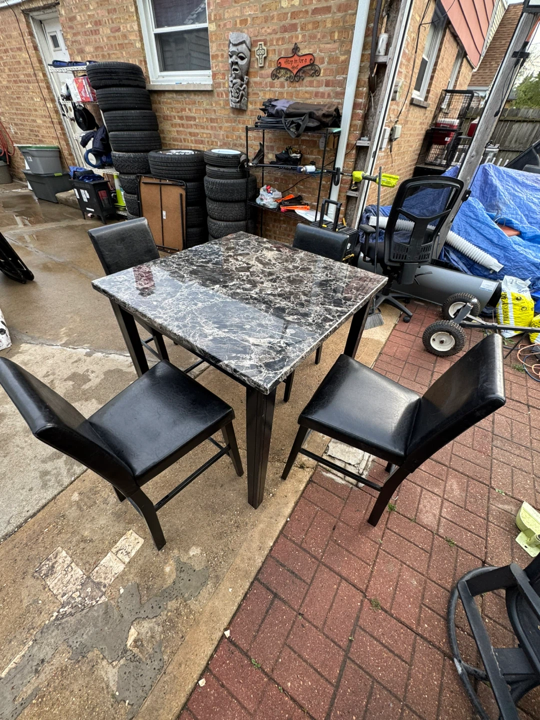Marble Top Dining Table with 4 Chairs - photo 2