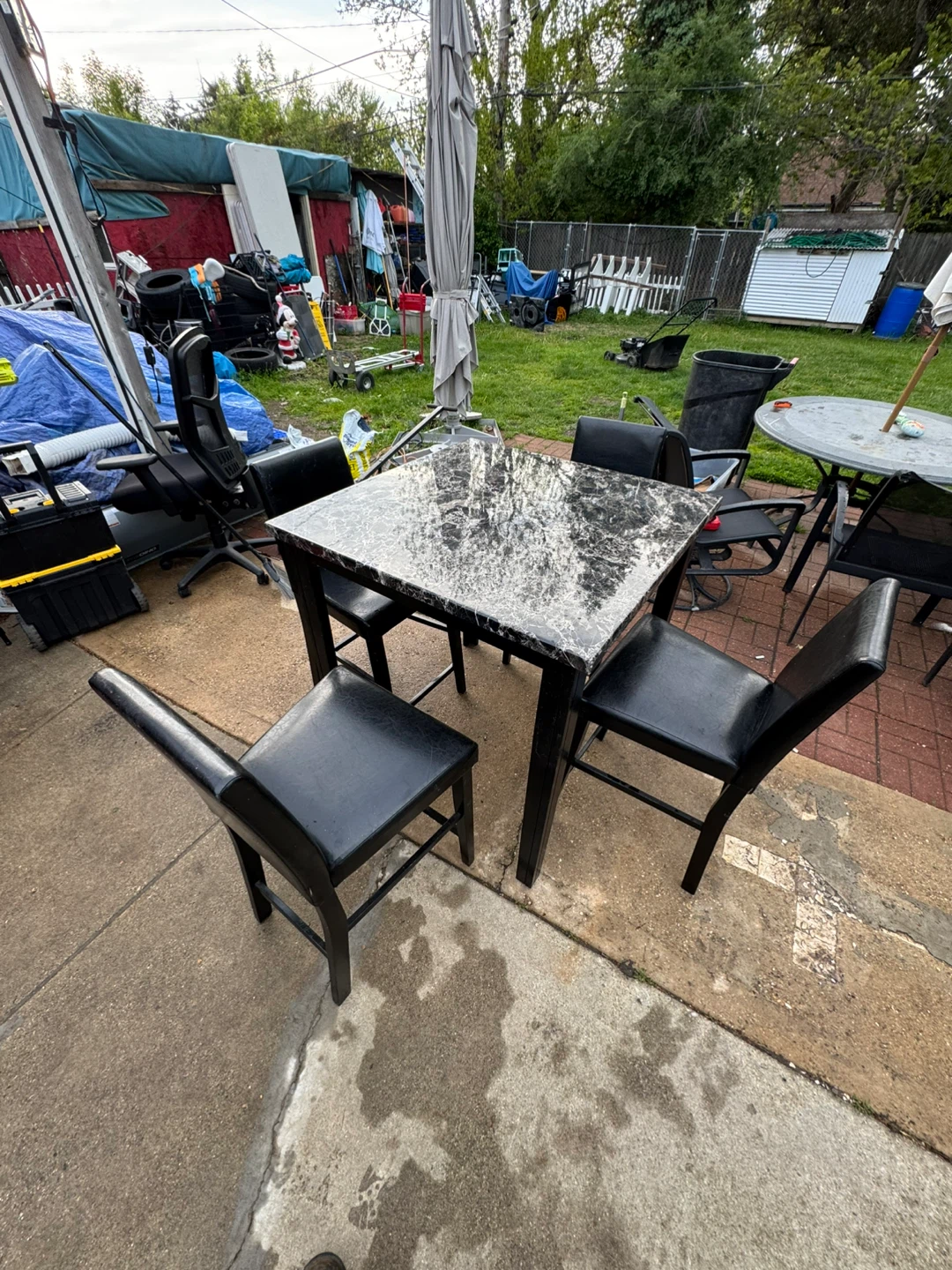 Marble Top Dining Table with 4 Chairs