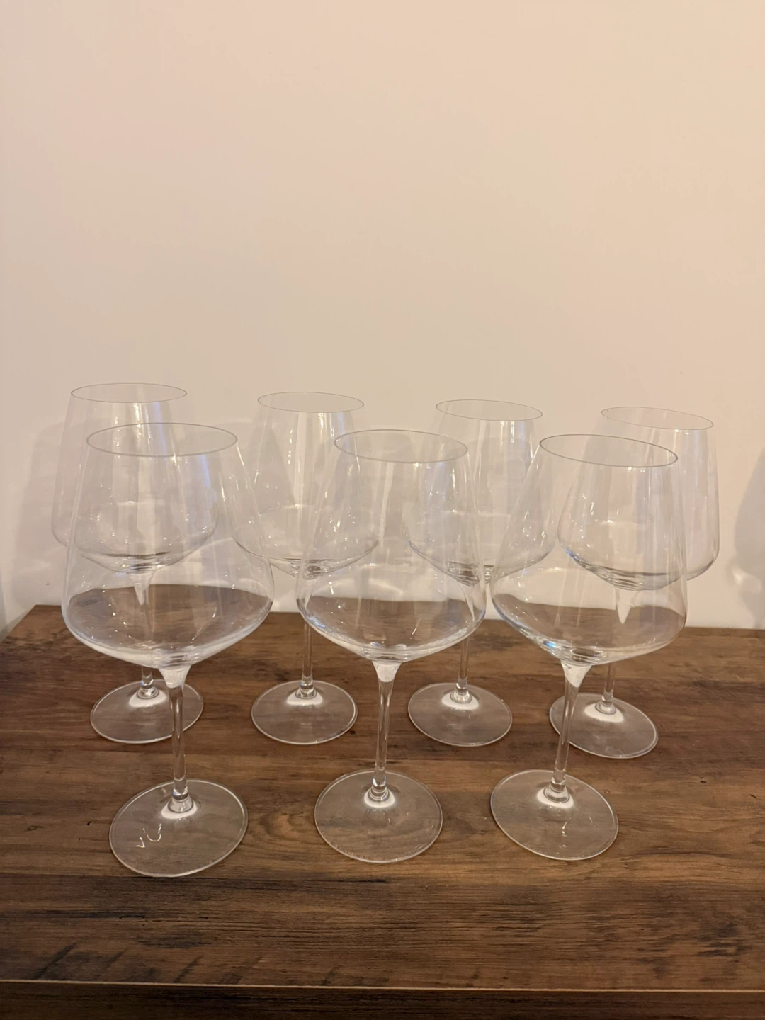 Set of 7 Crystal Clear Wine Glasses