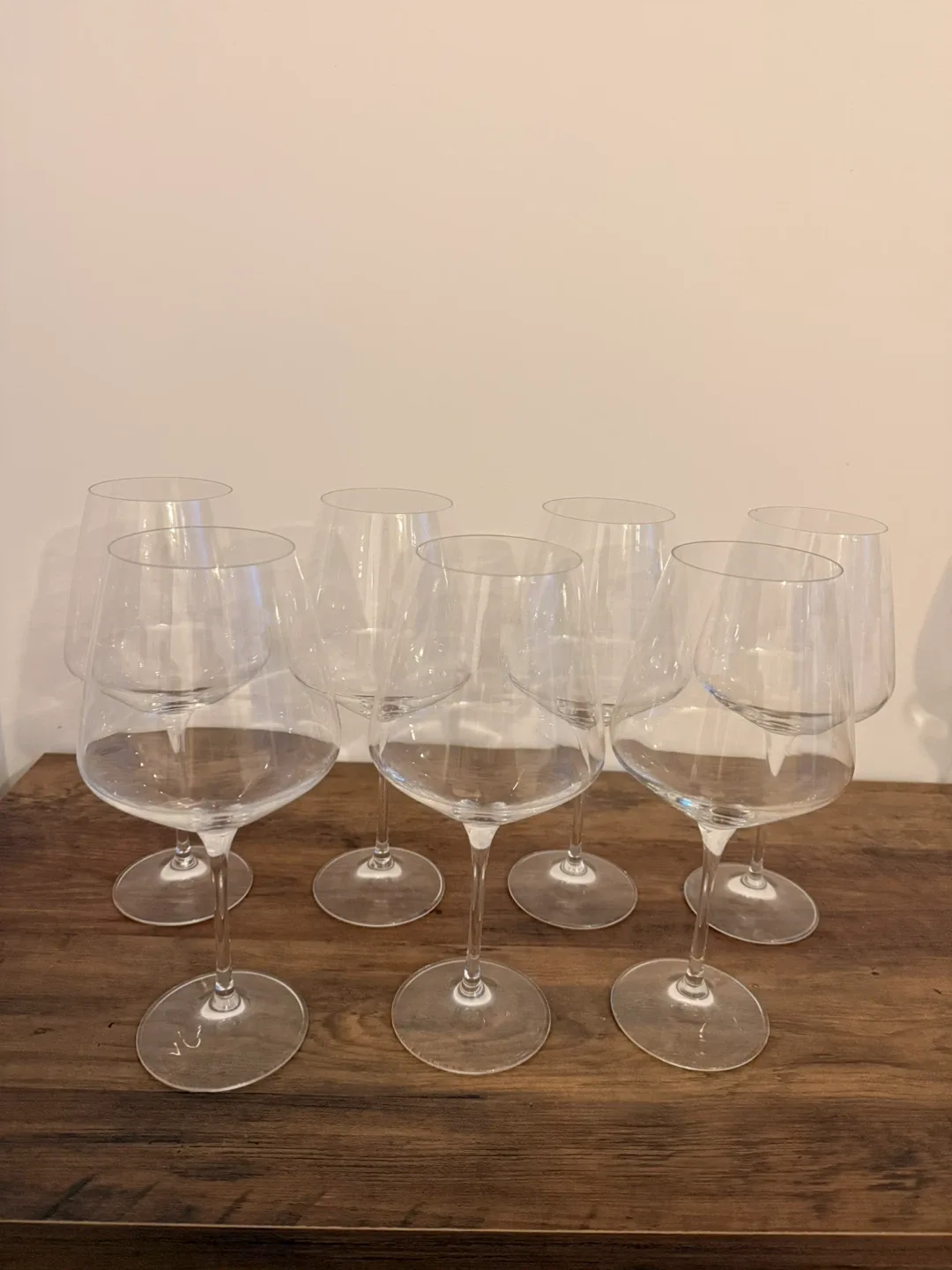 Set of 7 Crystal Clear Wine Glasses