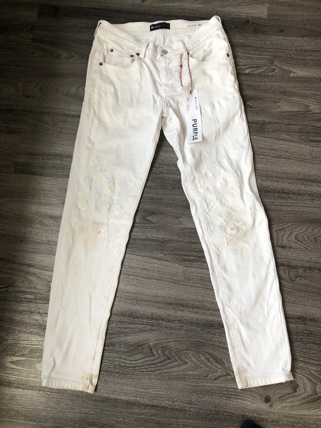 Purple Brand White Embroidered Jeans