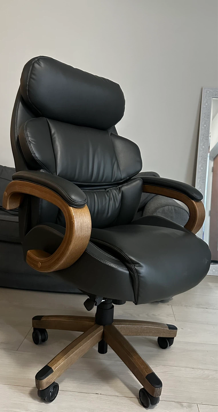 Black Executive Office Chair with Wood Accents