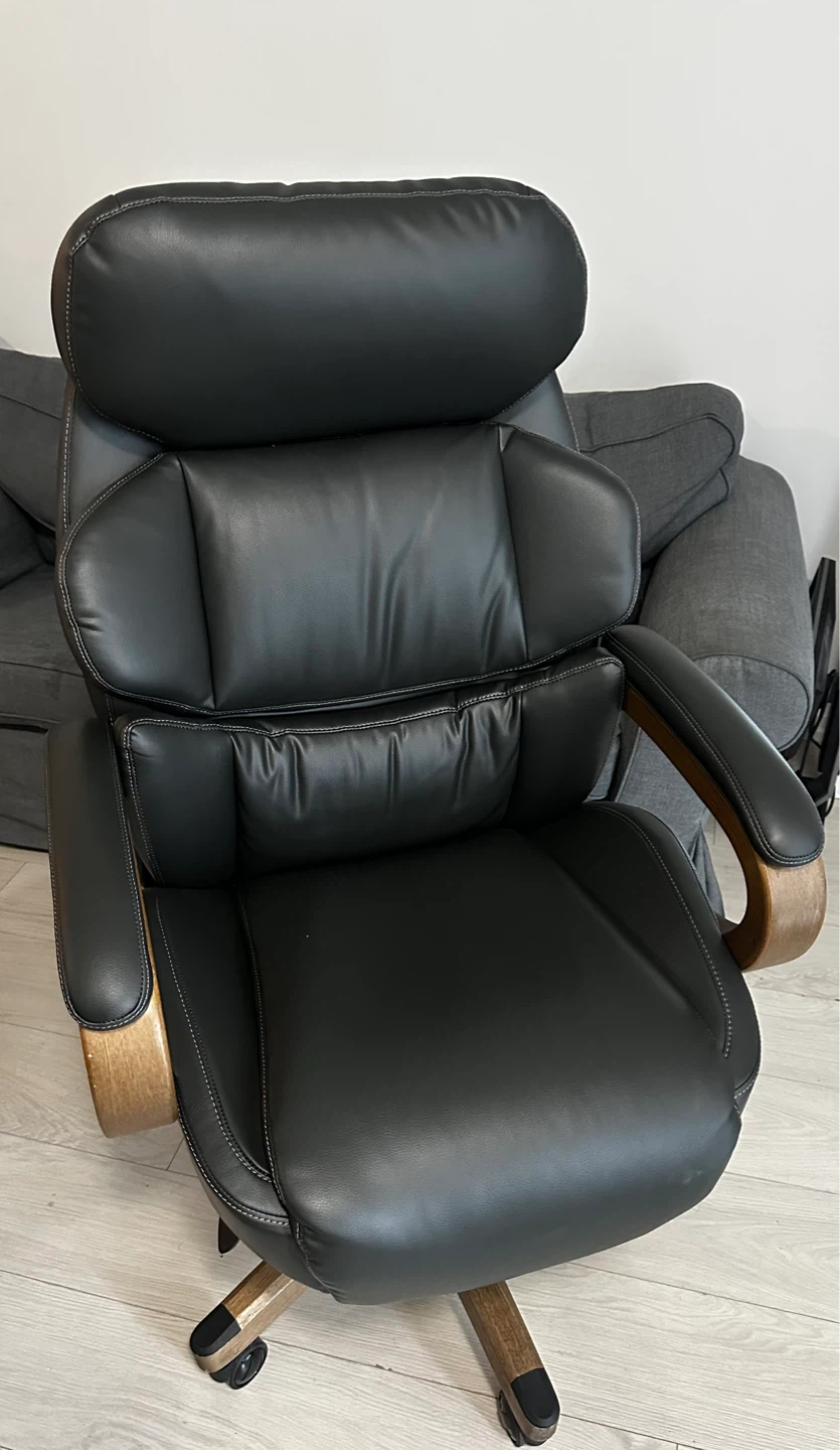 Black Executive Office Chair with Wood Accents - photo 2
