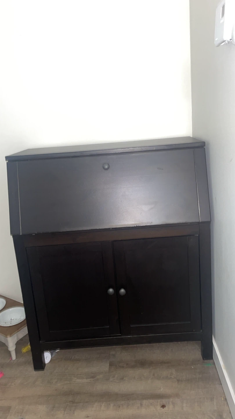 Dark Wood Secretary Desk with Storage - photo 2