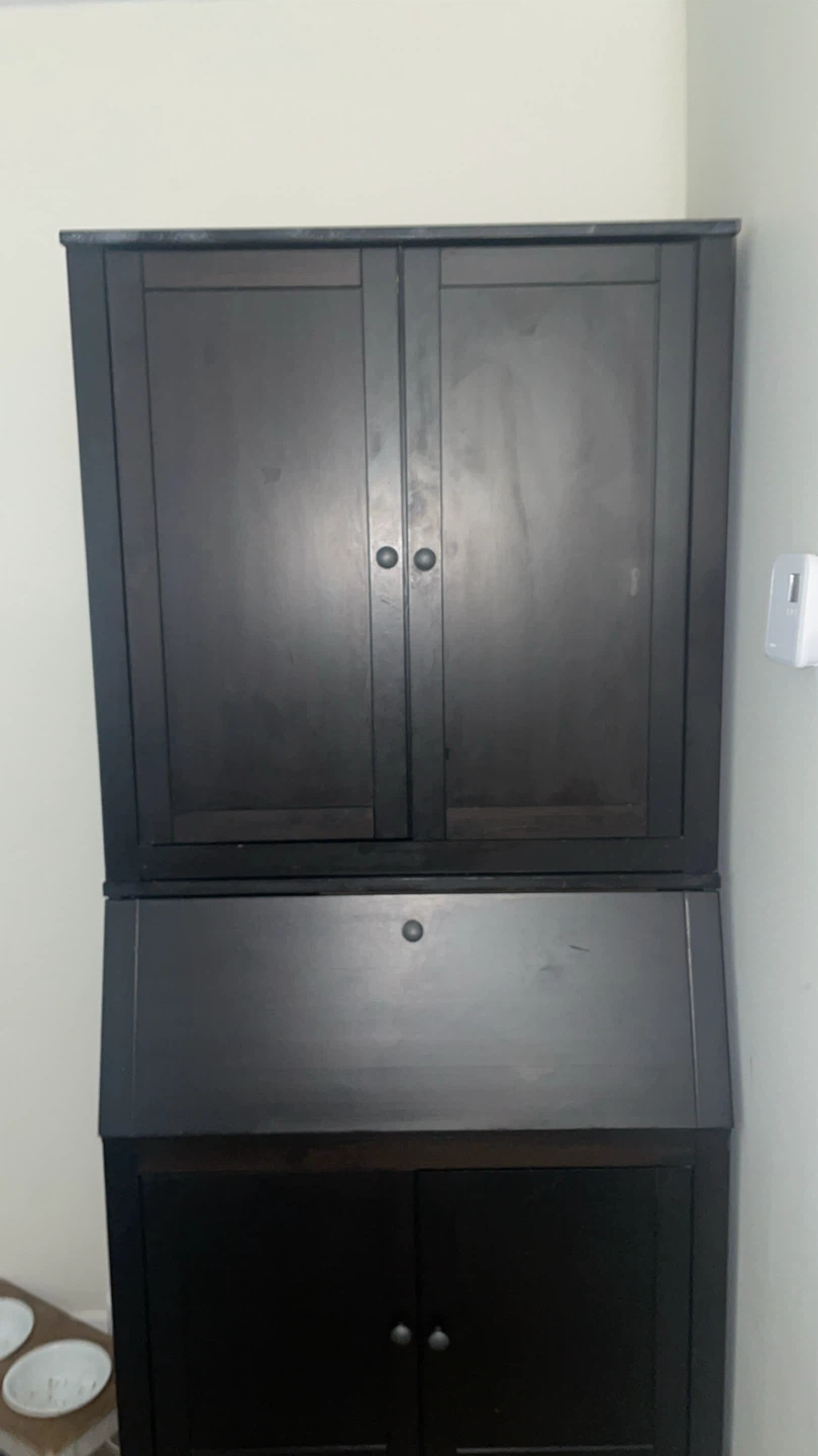 Dark Wood Secretary Desk with Storage
