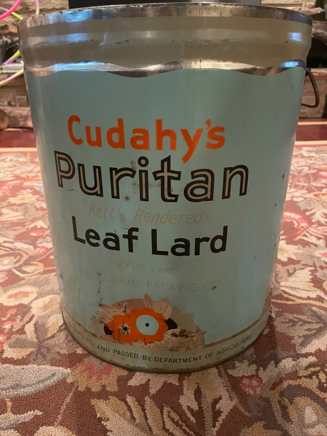 Cudahy's Puritan Kettle Rendered Leaf Lard Tin