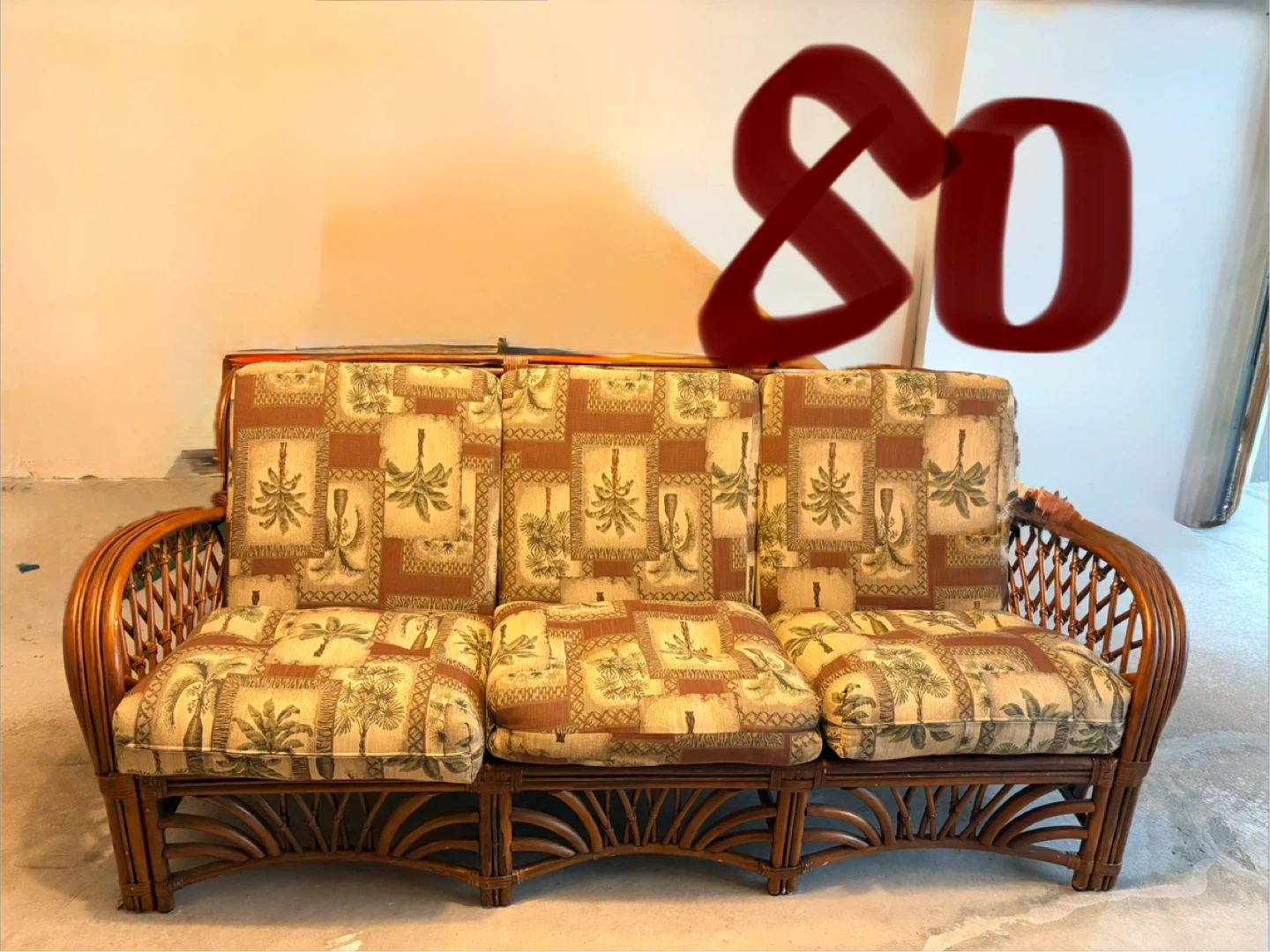 Vintage Rattan Sofa – 3 Seater