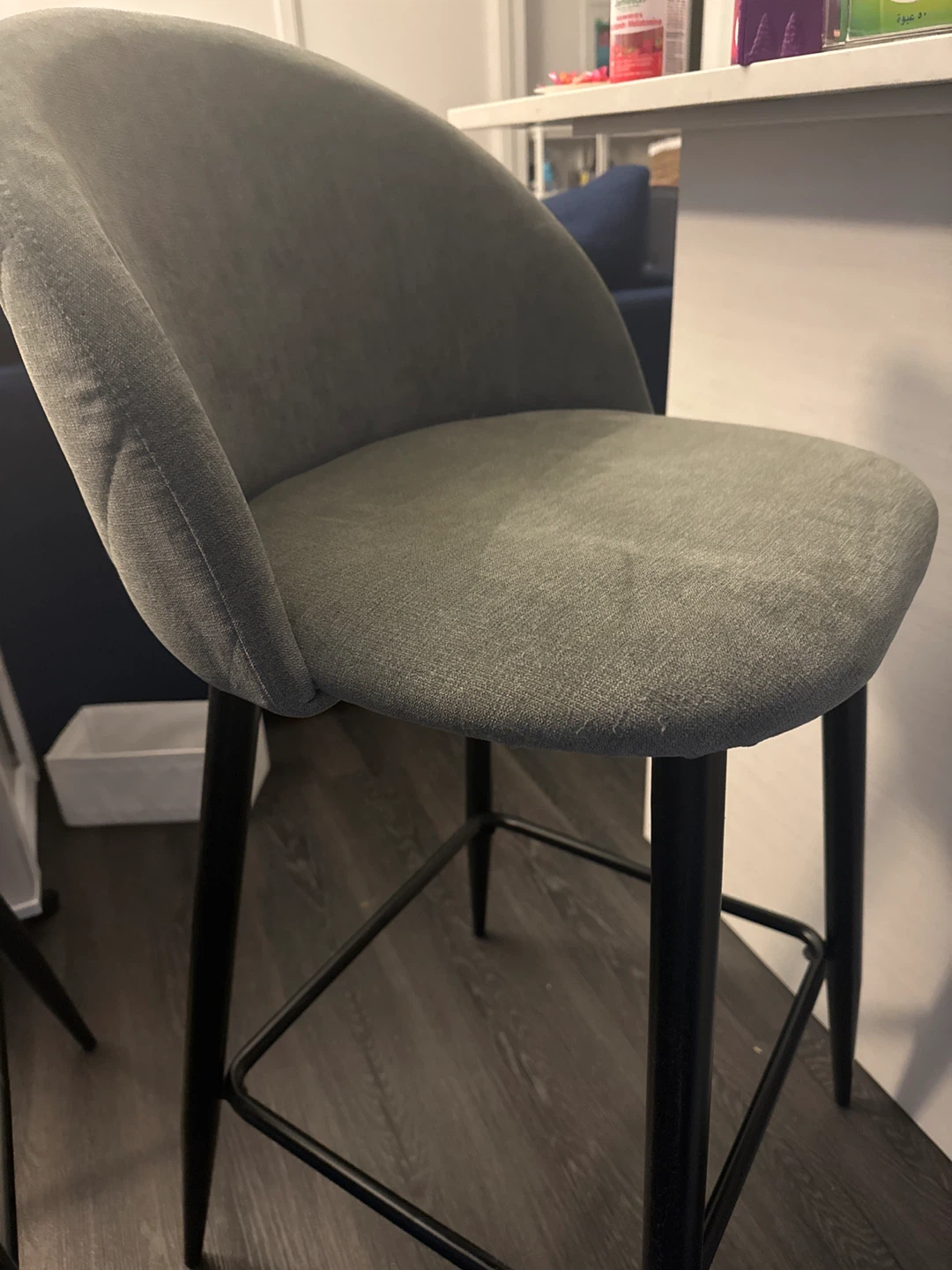 Grey Upholstered Bar Stools (Set of 2) - photo 2