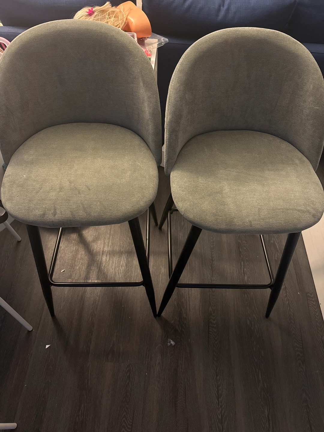 Grey Upholstered Bar Stools (Set of 2)