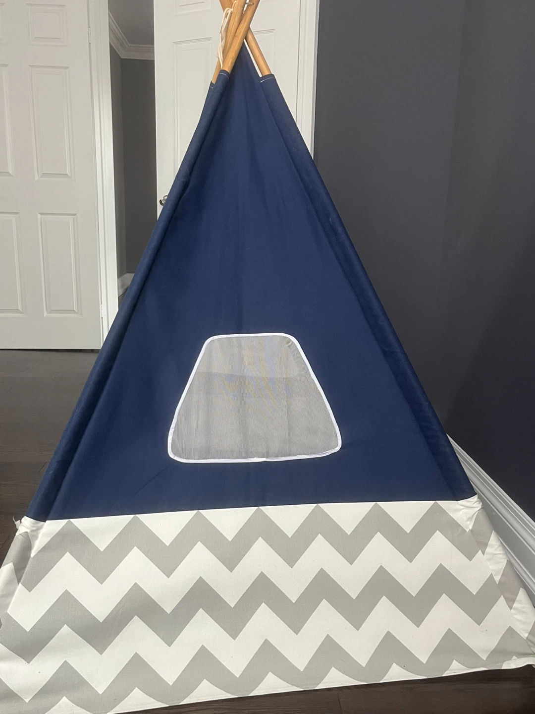 Navy and Grey Chevron Kids Play Tent