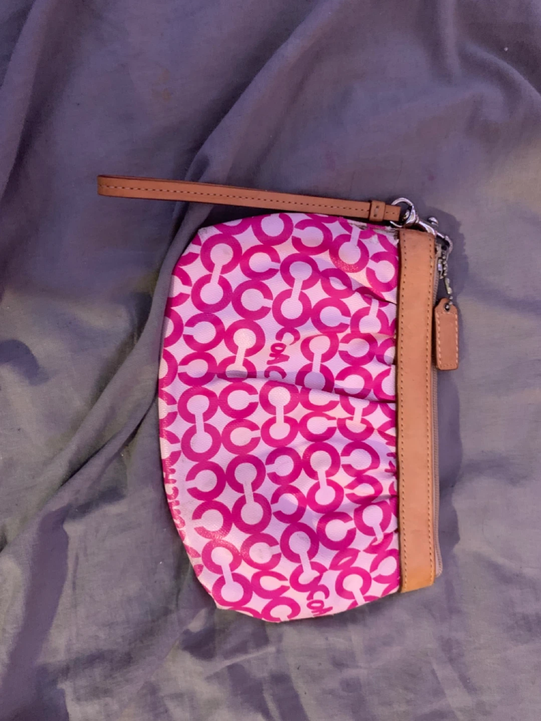 Coach Pink Signature C Wristlet Pouch