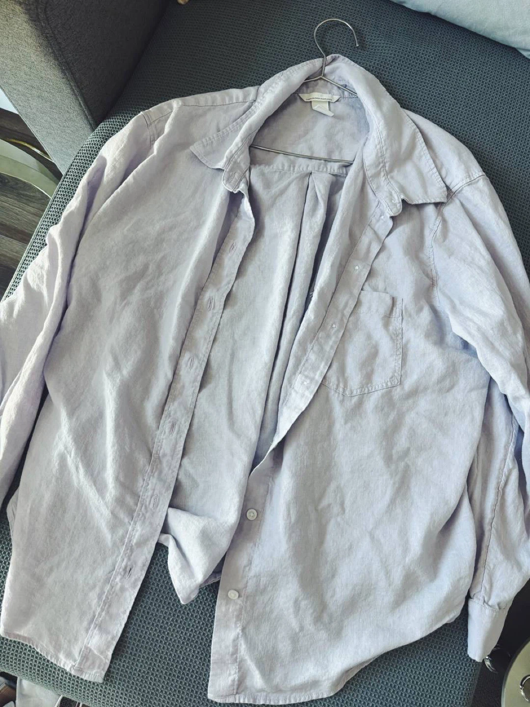 Light Purple Linen Blend Button Up Shirt , XL - photo 2