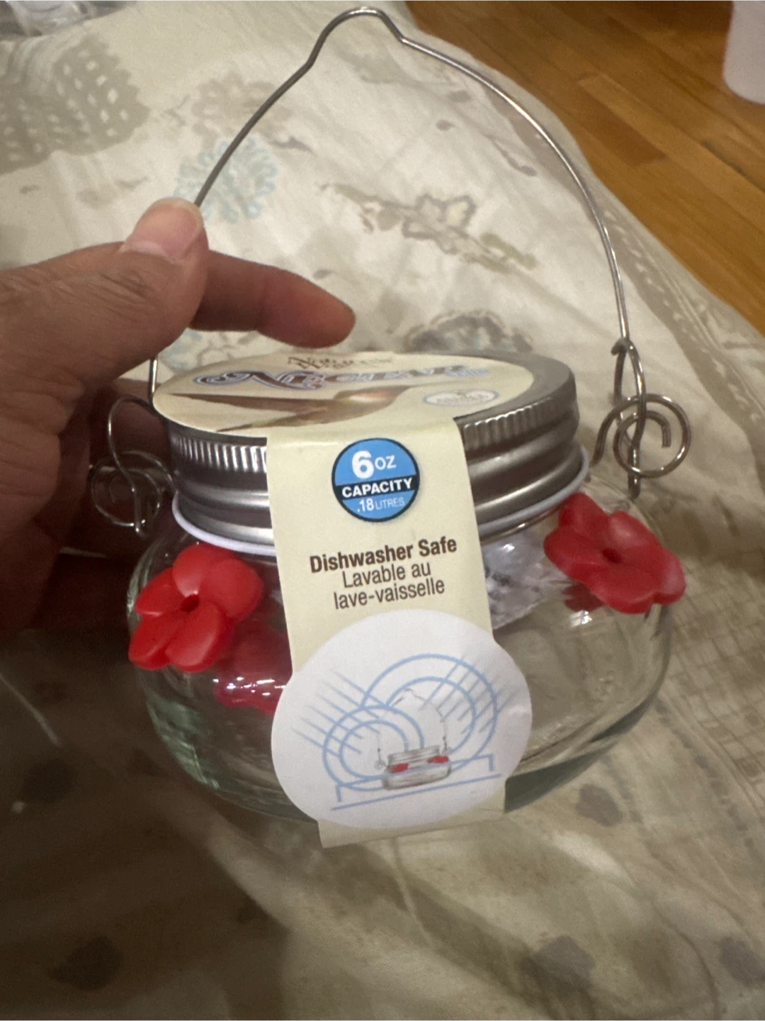 Nature's Way Glass Jar Hanging Hummingbird Feeder, 6 oz. - photo 2