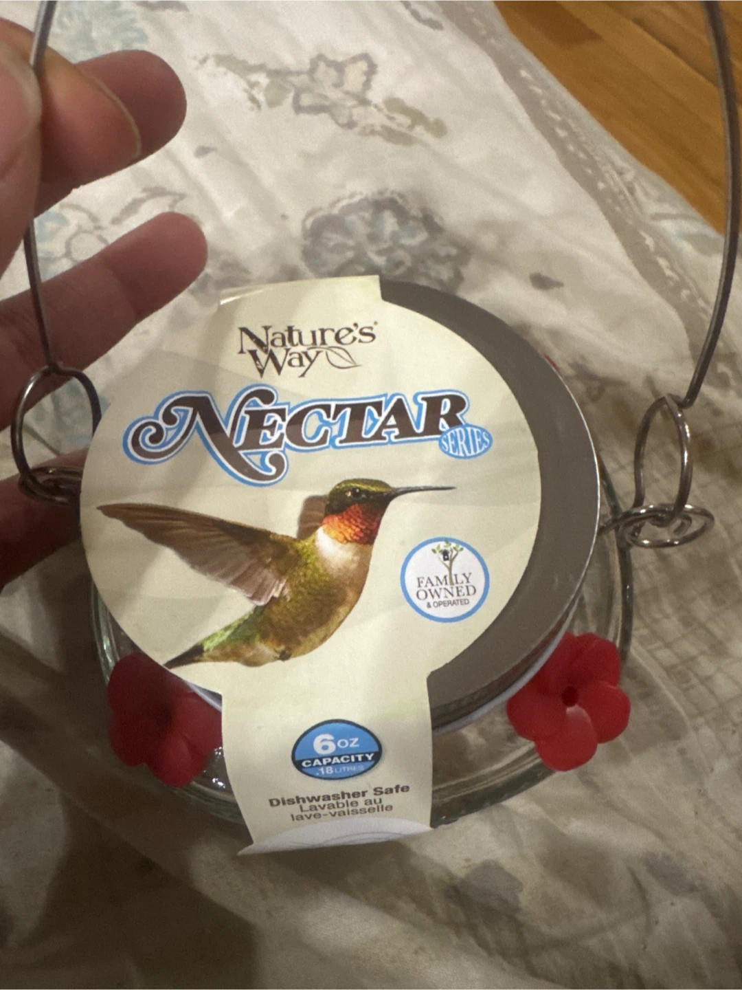 Nature's Way Glass Jar Hanging Hummingbird Feeder, 6 oz.