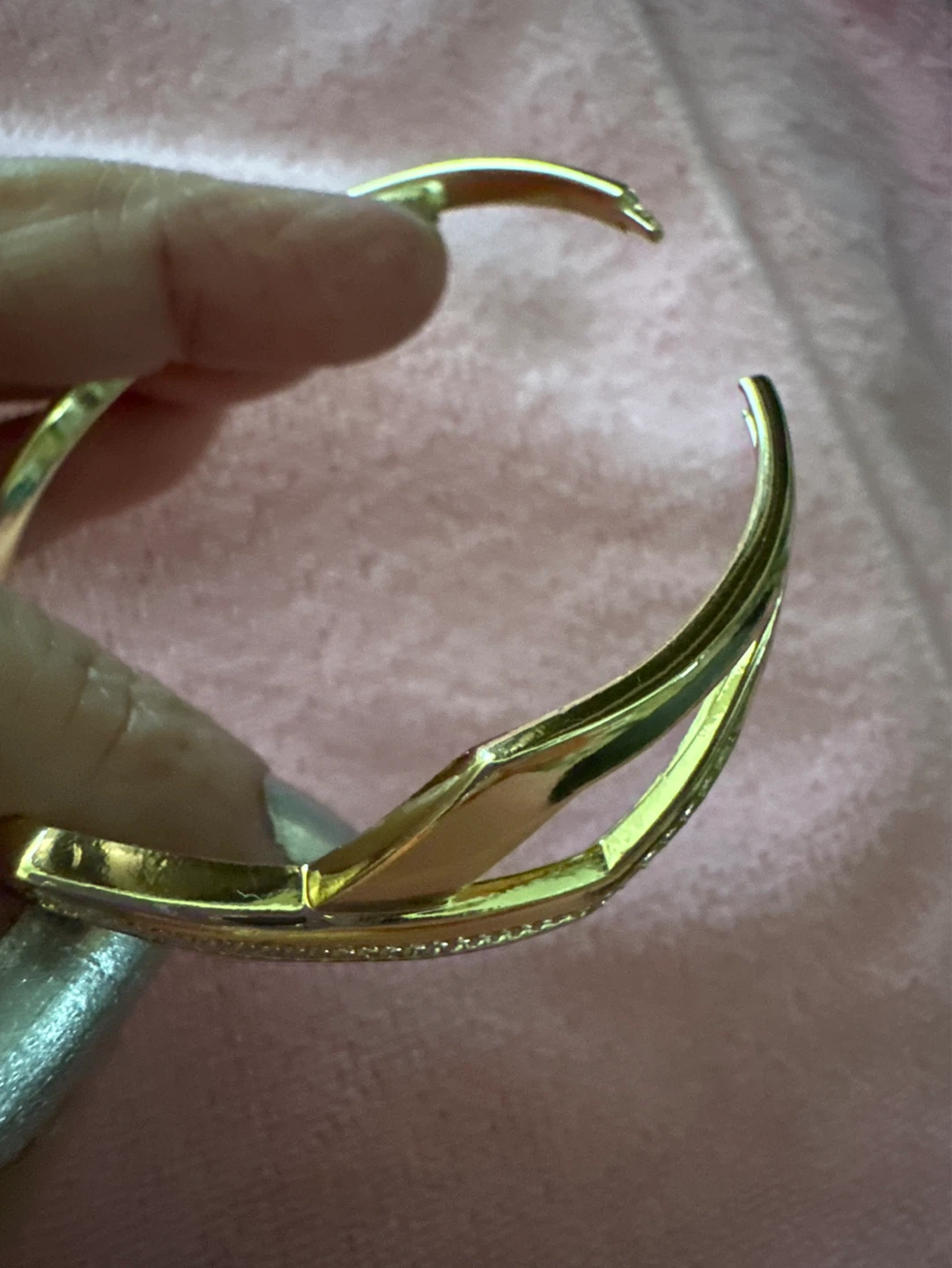 14 kGold laminated Geometric Bangle Bracelet with Crystals - photo 3