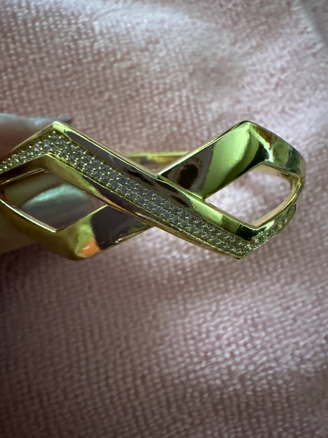 14 kGold laminated Geometric Bangle Bracelet with Crystals - photo 2
