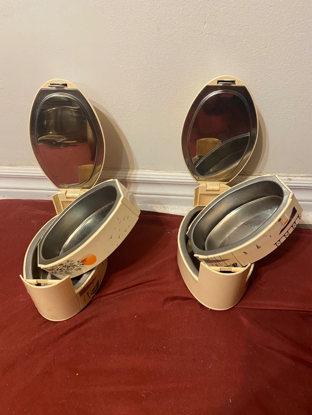 Vintage Cream Coloured 2-Tier Bento Box/Lunch Box