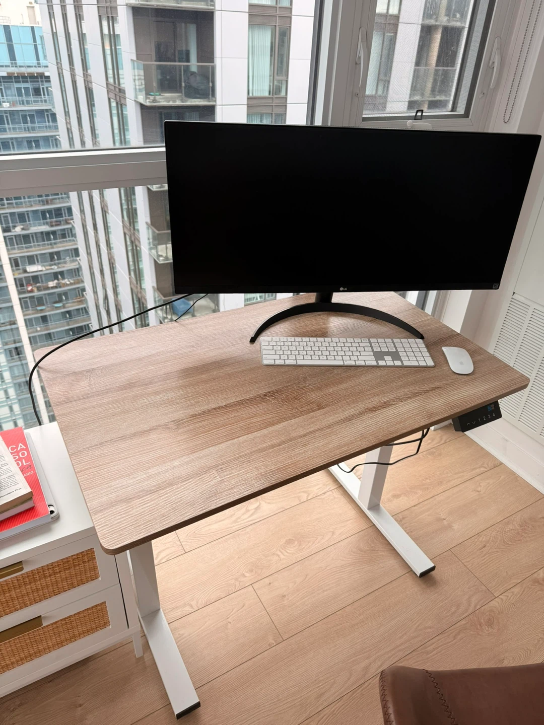 Electric Standing Desk - Wood Finish