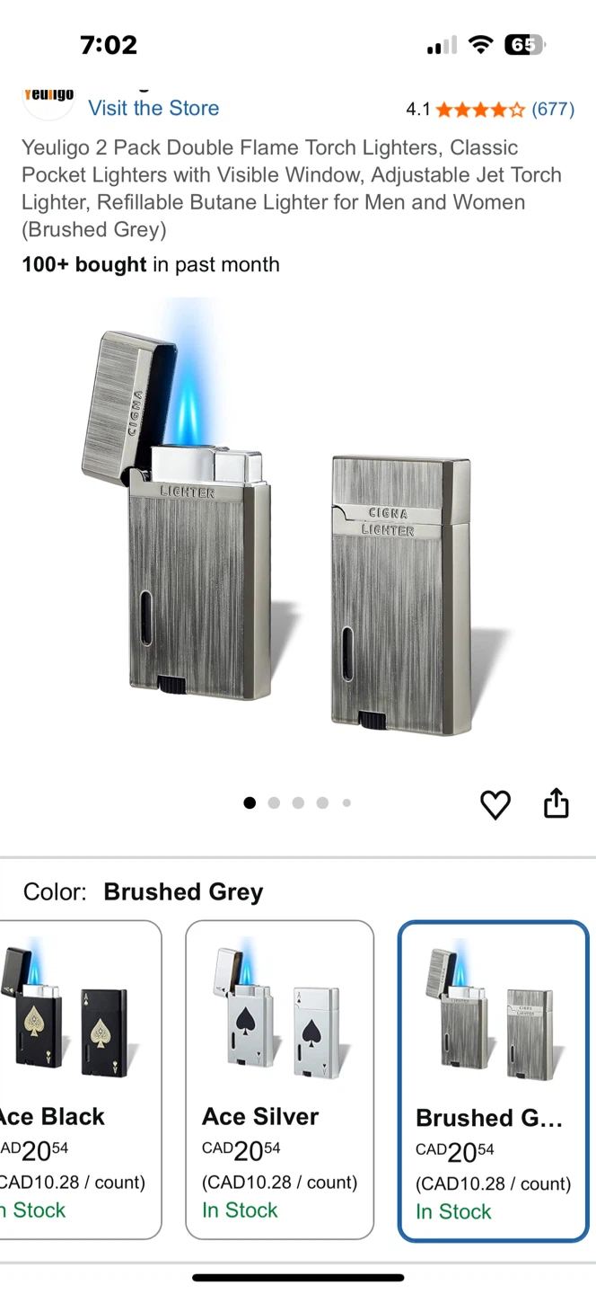 Yeuligo 2 Pack Double Flame Torch Lighters - Brushed Grey - photo 4