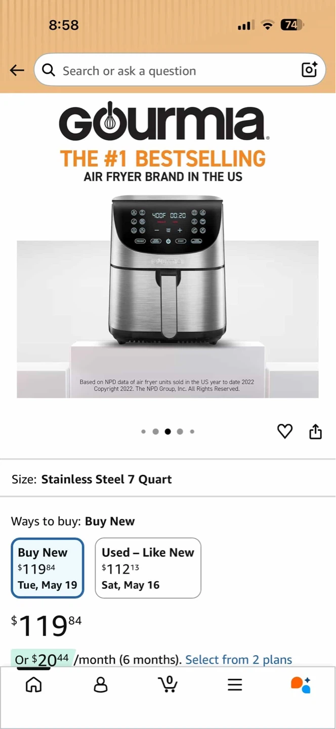 Gourmia Stainless Steel 7 Quart Air Fryer - photo 2