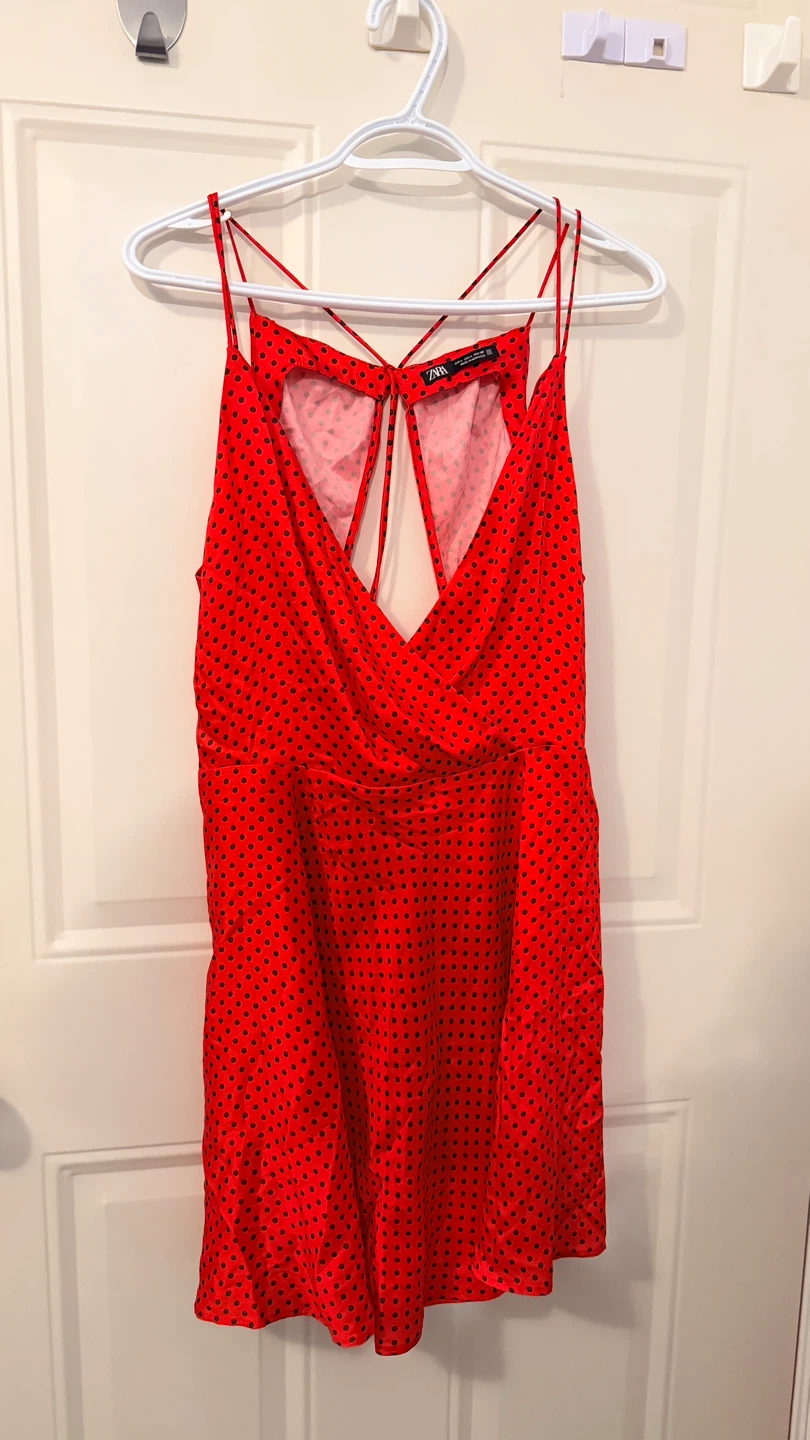 Brand new Zara Red Polka Dot Dress. size L