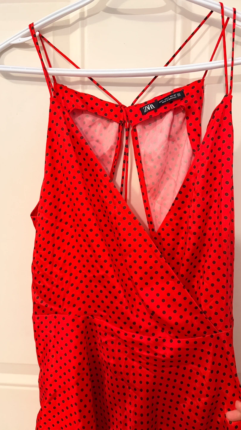 Brand new Zara Red Polka Dot Dress. size L - photo 2