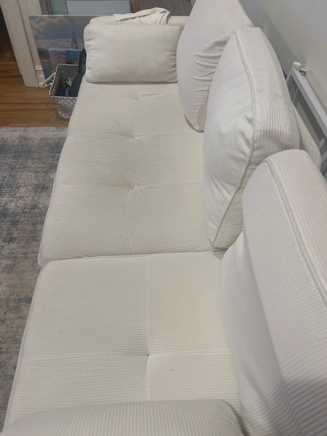 Cream Corduroy 3-Seater Sofa - photo 2
