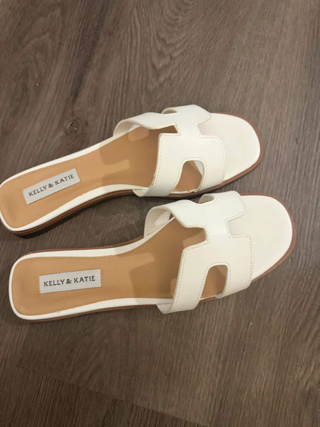 White Kelly & Katie H-Strap Slide Sandals