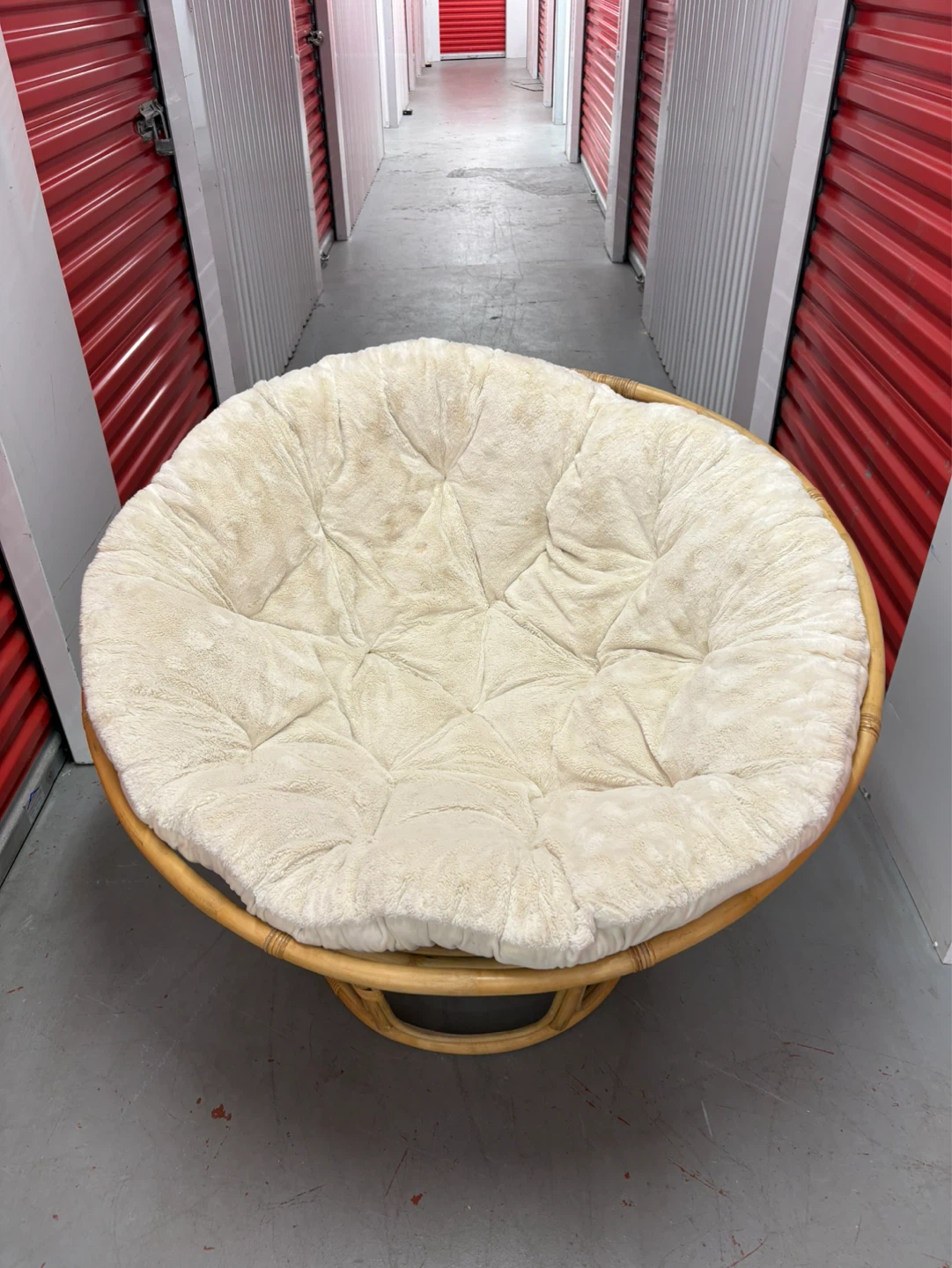 Pier 1 Imports Rattan Papasan Chair with Cream Cushion
