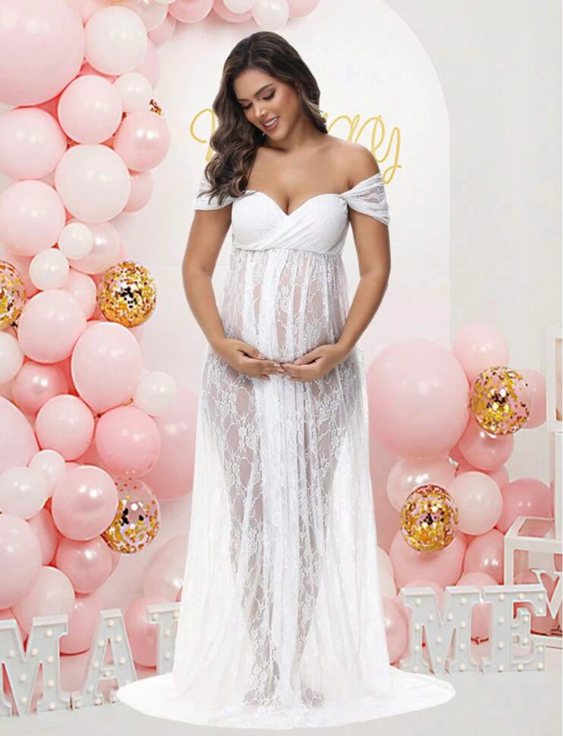 White Lace Maternity Dress