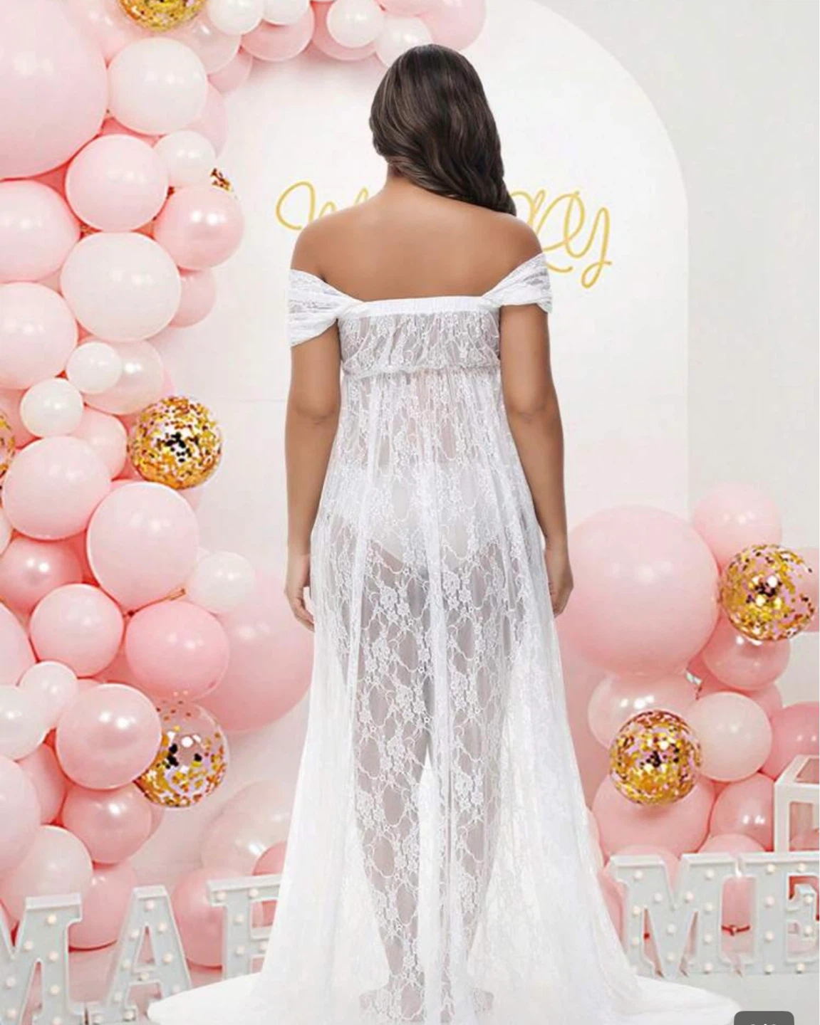 White Lace Maternity Dress - photo 2