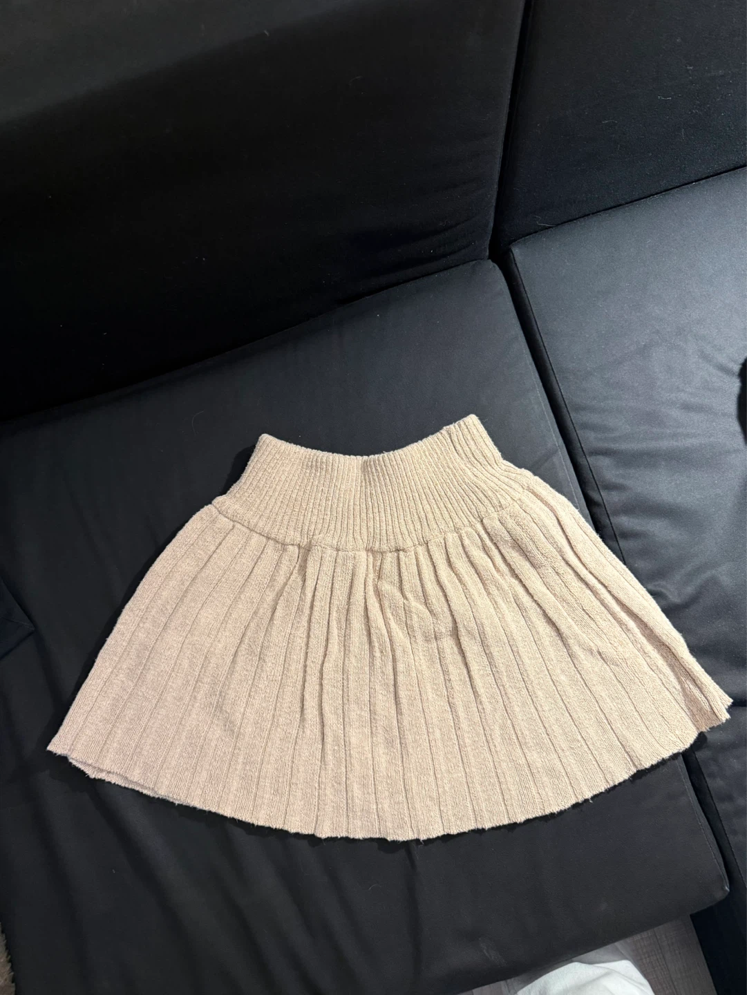 Ribbed Knit Skirt Beige