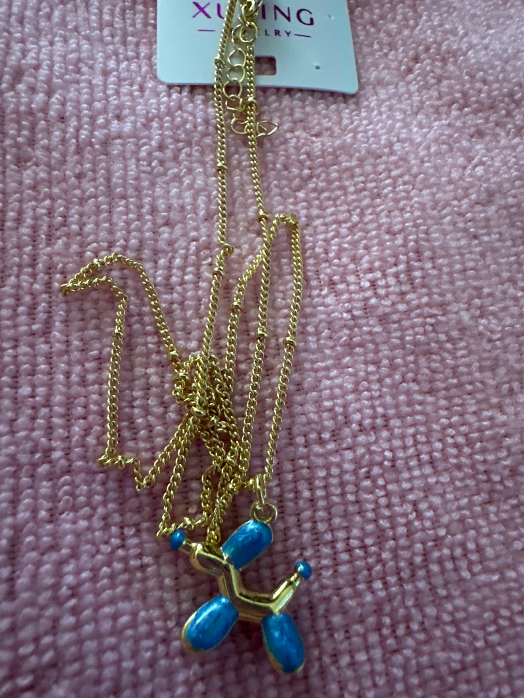 Gold Balloon Dog Necklace - Blue - photo 2